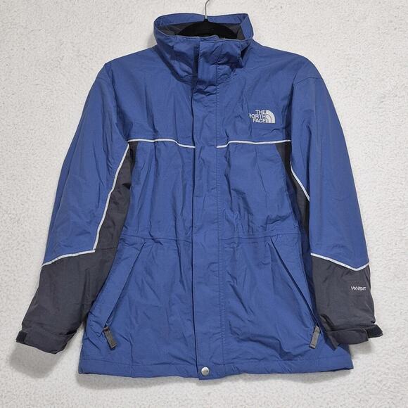 The North Face Boys Jacket Large Blue Hyvent Windbreaker Reflective Waterproof - Picture 1 of 11
